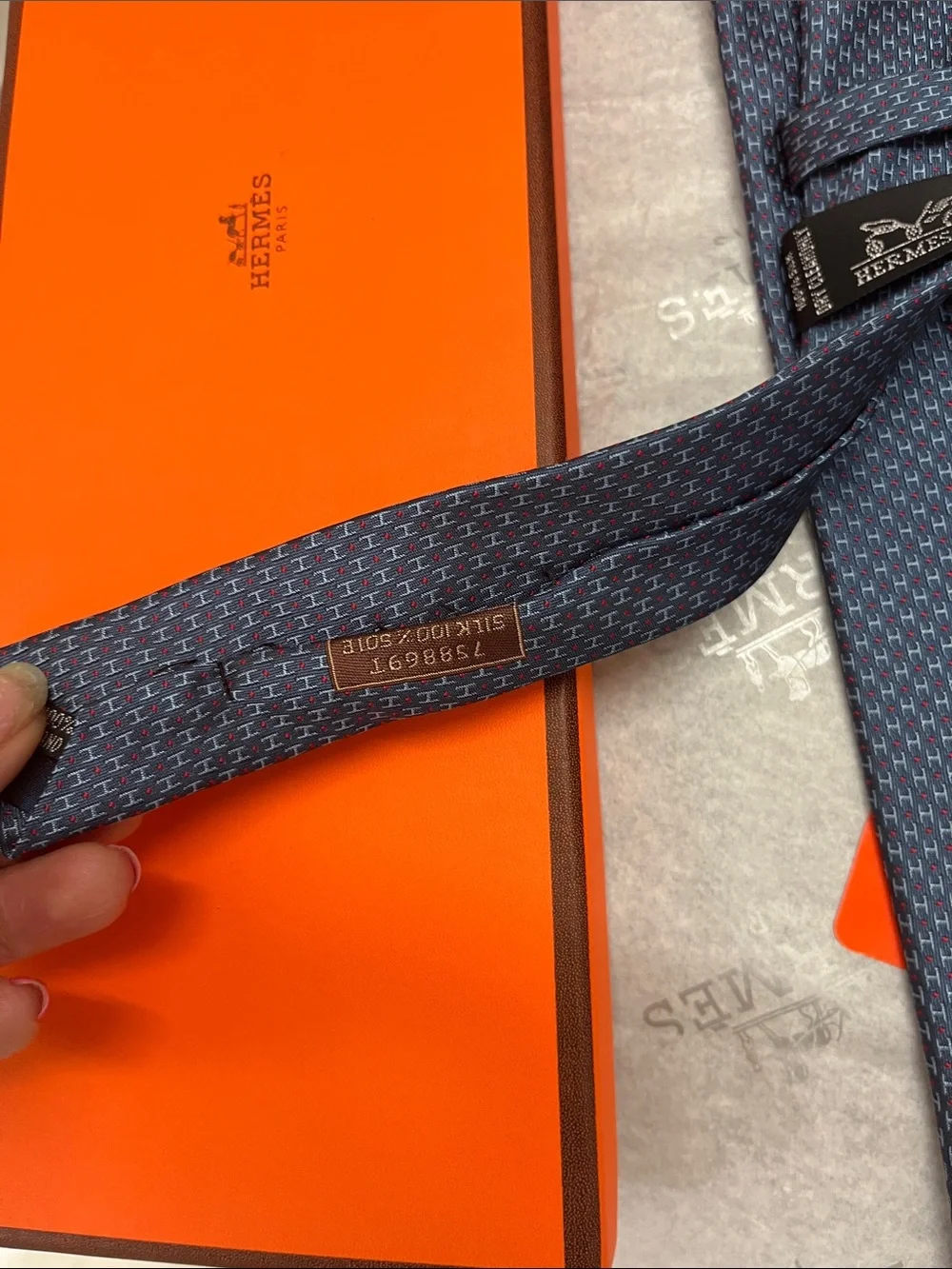 Men's Blue Patterned Silk Tie